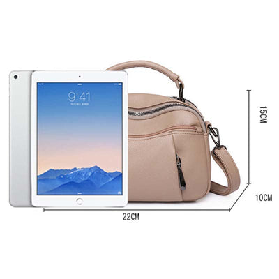 Multi-Pocket Leather Crossbody Purse for Women Small Top Handle Satchel Handbag