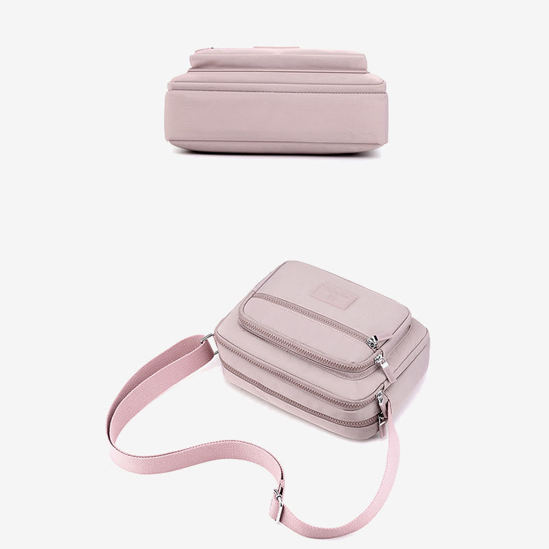 4 Zip Crossbody Bag Lightweight Nylon Purse for Women