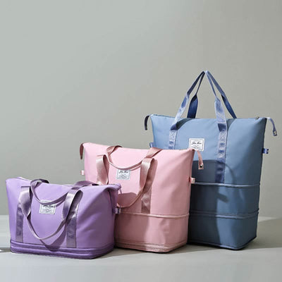 Women Double Expansion Travel Bag Large Lightweight Oxford Duffel Bag