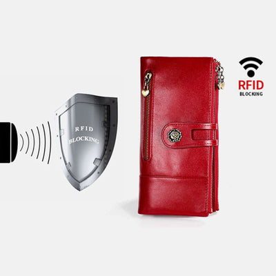 RFID Blocking Large Capacity Genuine Leather Vintage Wallet