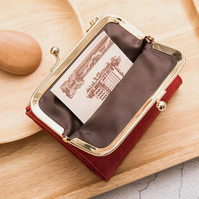 Multifunctional Bifold Vintage Kiss Lock Coin Purse