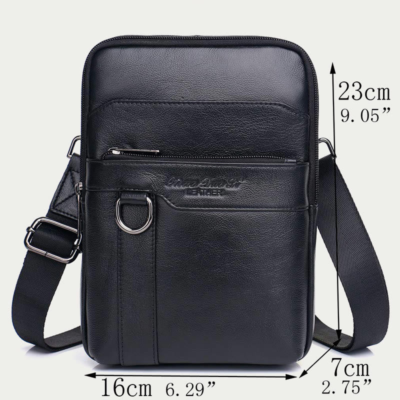 Messenger Bag For Men Three Styles Pockets Leather Crossbody Bag