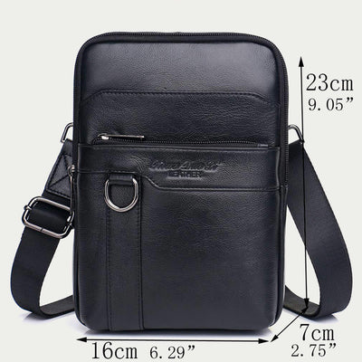 Messenger Bag For Men Three Styles Pockets Leather Crossbody Bag