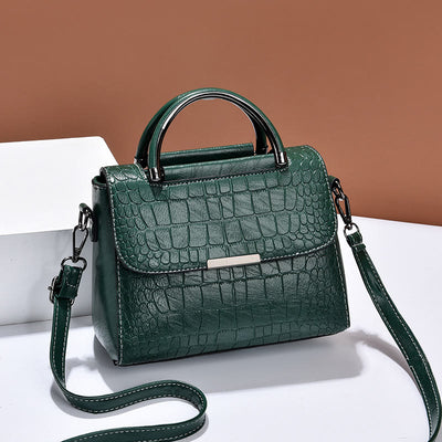 Crocodile Print Vegan Leather Purse For Women Classic Solid Handbag