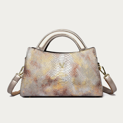 Top-Handle Bag For Women Snakeskin Grain Shape Elegant Crossbody Bag