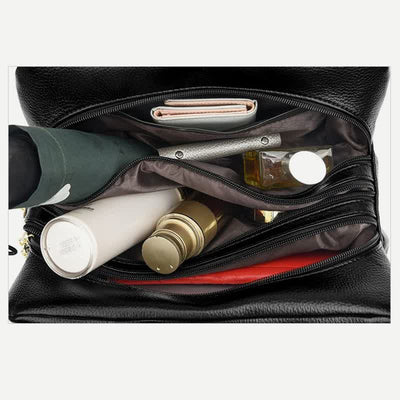Triple Compartment Satchel Handbags Leather Shoulder Bag Top Handle Purse