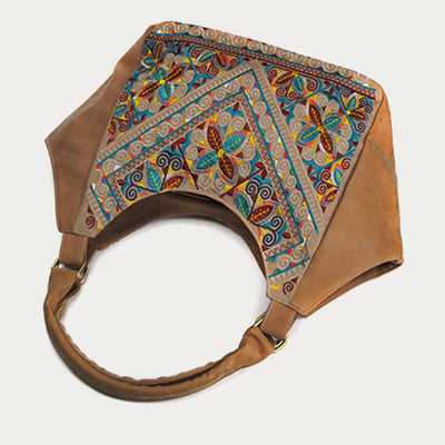Tote For Women Travel Ethnic Style Pattern Leather Shoulder Bag