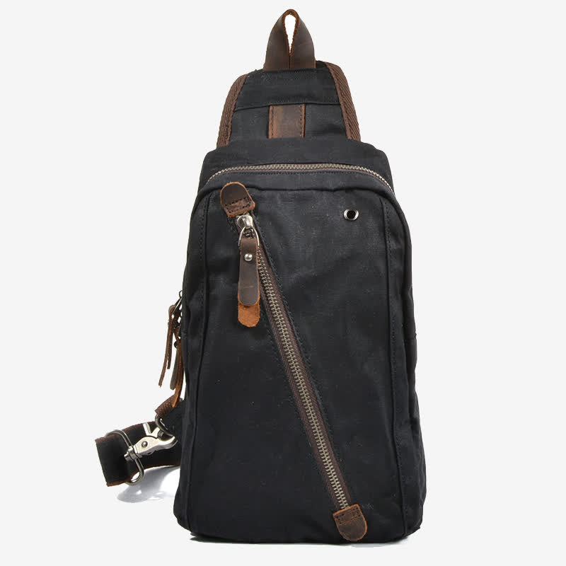 Canvas Sling Bag Shoulder Chest Pack Travel Hiking Crossbody Daypack