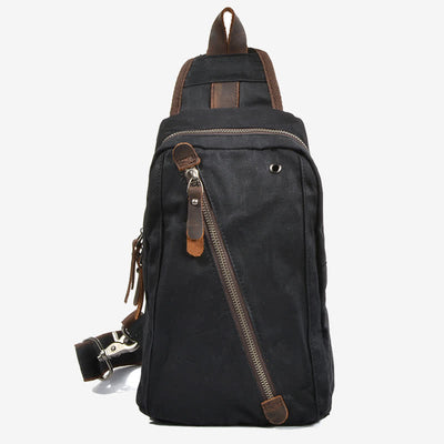 Canvas Sling Bag Shoulder Chest Pack Travel Hiking Crossbody Daypack