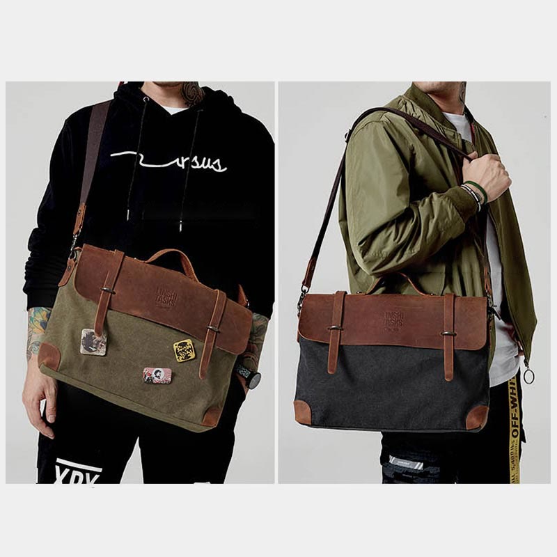 Messenger Bag For Men Canvas Casual Vintage Document Crossbody Handbag