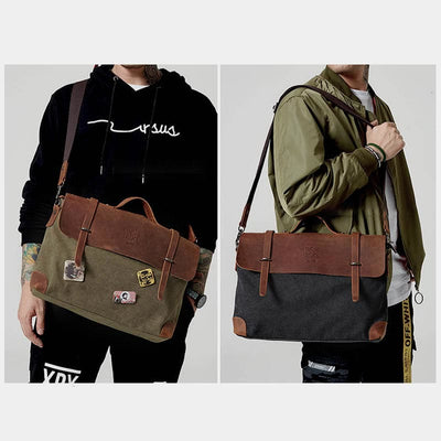 Messenger Bag For Men Canvas Casual Vintage Document Crossbody Handbag