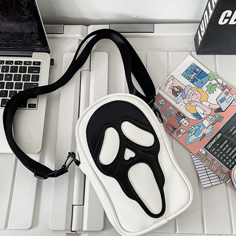 Crossbody Bag For Party Funny Ghost Skull Pattern Leather Pack