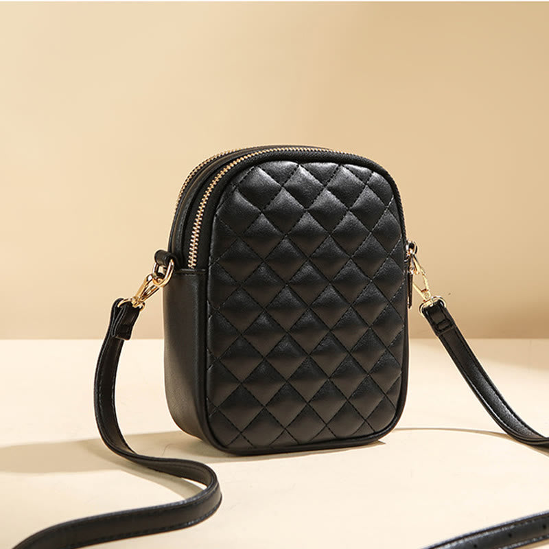 Phone Bag For Women Diamond Check Solid Color Mini Bag