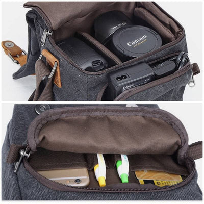 Unisex Waterproof Waxed Canvas DSLR/SLR Bag Case Compact Camera Bag