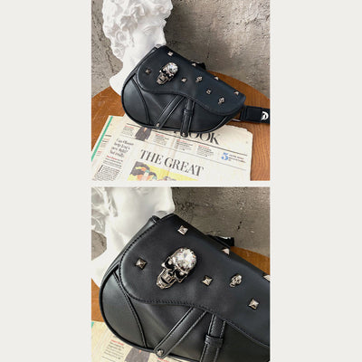 Crossbody Bag For Men Half Round Shape Leather Saddle Bag