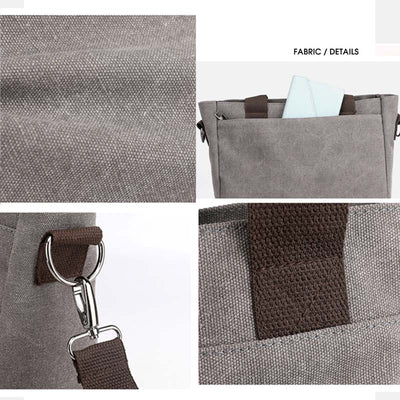 Women's Canvas Top Handle Handbag Multi-pocket Crossbody Shoulder Bag Tote Purse