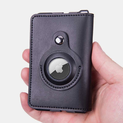 Genuine Leather Bifold Mens Leather Airtag Wallet BFID Blocking Card Holder