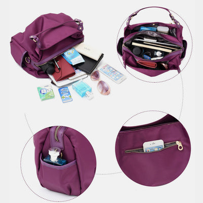 Triple Compartment Tote Handbag Large Capacity Hobo Handbag with Crossbody Strap