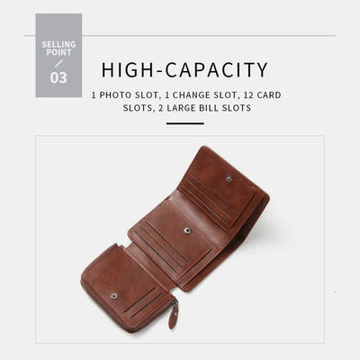 Large Capacity Leather Wallet Credit Card Holder RFID Blocking Money Organizer