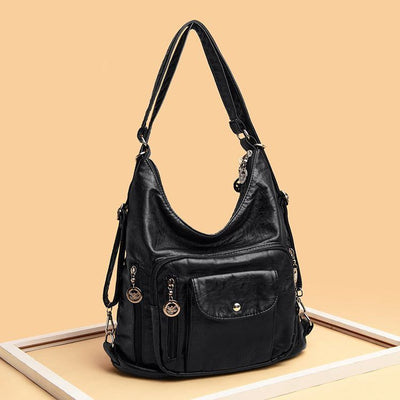 Multi-Pocket Large Capacity Leather Vintage Bag Tote Bag