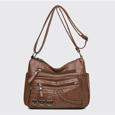 Crossbody Bag For Women Twist Pattern Multi Pockets Leather Purse