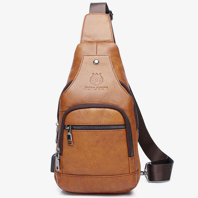 Genuine Leather Sling Bag Crossbody Backpack for Men Hiking Travel Daypack