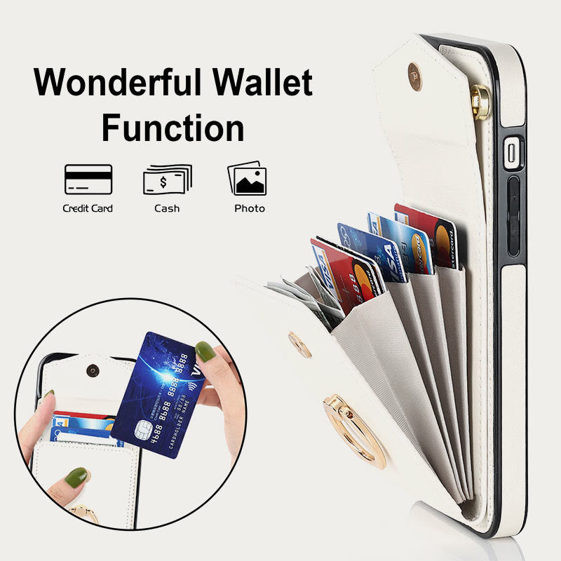 Wallet Phone Case for iPhone Casual Leather Buckle Card Holder