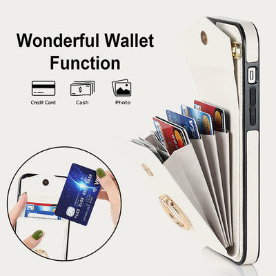Wallet Phone Case for iPhone Casual Leather Buckle Card Holder