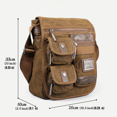 Messenger Bag For Men Vintage Thicken Canvas Large Capacity Crossbody Bag
