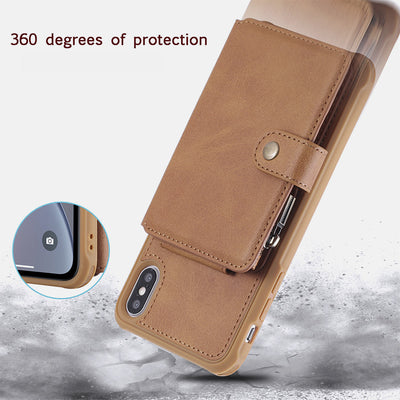Multi-Slot Leather Wallet Case for iPhone Samsung