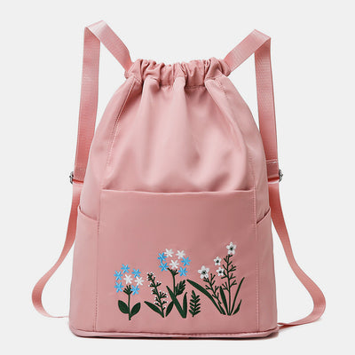 Large Capacity Waterproof Foldable Floral Embroidery Fitness Travel Backpack