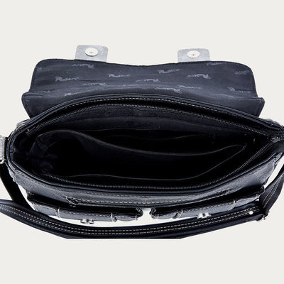 Crossbody Bag For Women Simple Black Leather Shoulder Bag
