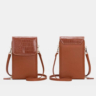 Womens Slim Lightweight Leather Crossbody Phone Bag Credit Card Holder