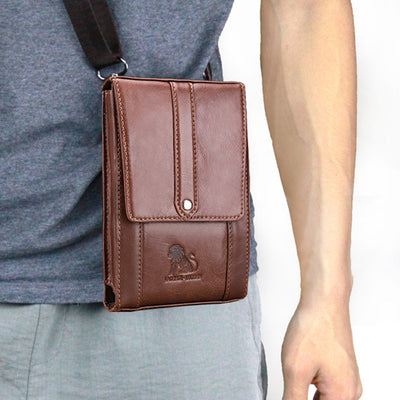 Genuine Leather Wallet Clutch Multi-Slot Waist Bag with Belt Loop Crossbody Strap