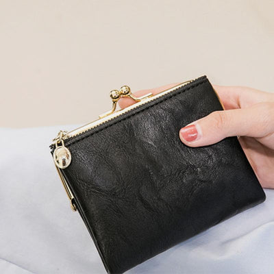 Multifunctional Bifold Vintage Kiss Lock Coin Purse