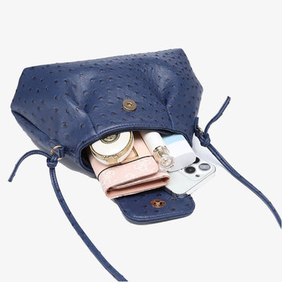 Ostrich Print Crossbody Bag Women Plain Color Cloud Bag