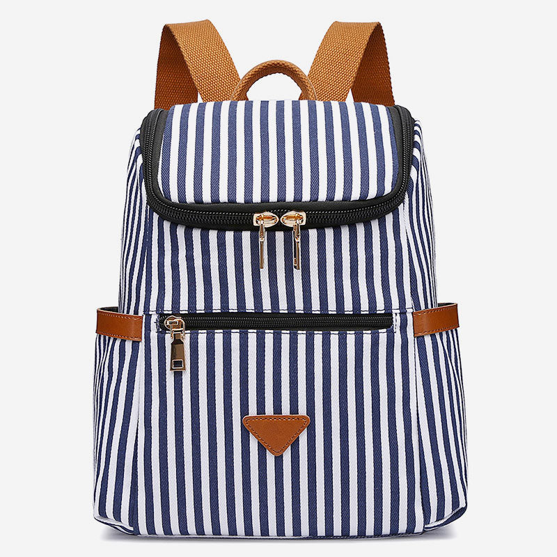 Large Capacity Anti-theft College Style Stripe Backpack