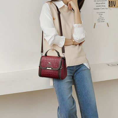 Crocodile Print Handbag For Women Roomy PU Leather Crossbody Bag