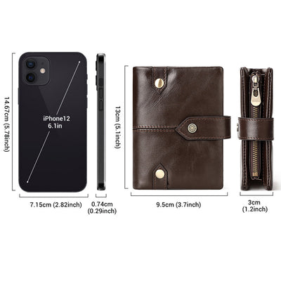 Billfold Passcase Wallets for Men Women Durable Genuine Leather Wallet