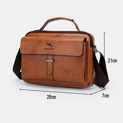 Horizontal Messenger Bag For Men Business Leather Crossbody Bag Handbag
