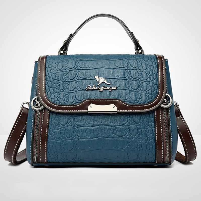 Crocodile Print Handbag For Women Roomy PU Leather Crossbody Bag