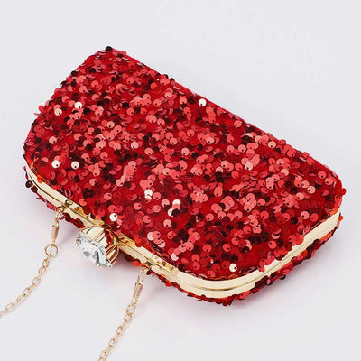 Women Glitter Clutch Beaded Sequin Party Evening Bag with Crossbody Strap