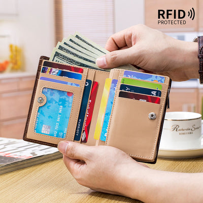 Mens Short Wallet For Business Retro Multifunction Leather Coin Purse