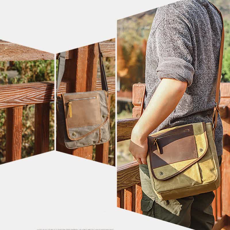 Men Messenger Bags Canvas Crossbody Shoulder Bag Travel Work Purse