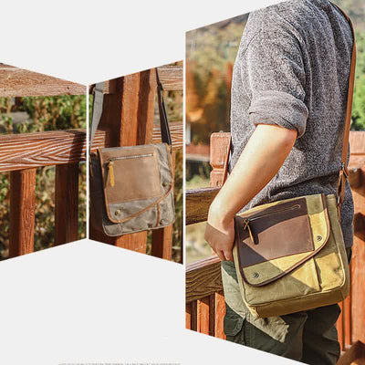 Men Messenger Bags Canvas Crossbody Shoulder Bag Travel Work Purse