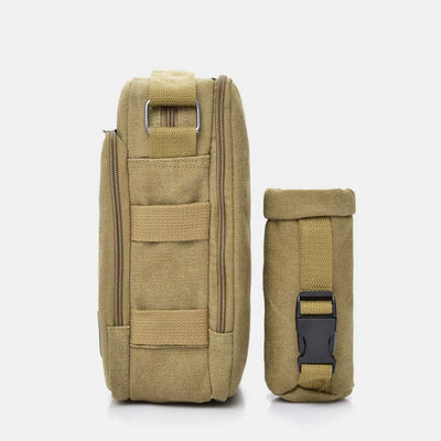 Vintage Canvas Crossbody Bag for Men Multifunctional Daypack Shoulder Bag