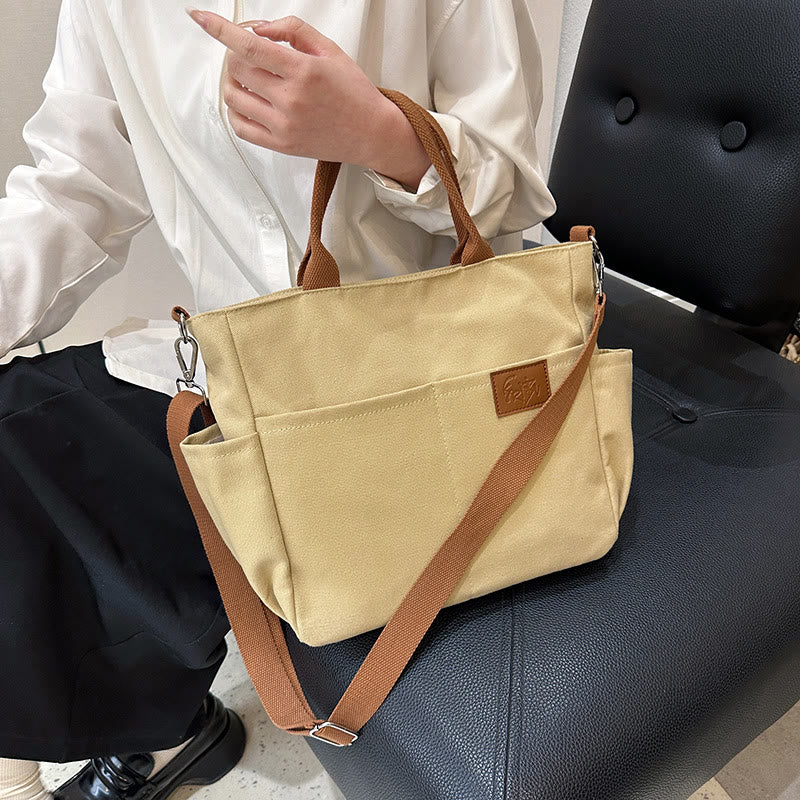 Simple Tote Bag For Women Daily Portable Canvas Crossbody Bag