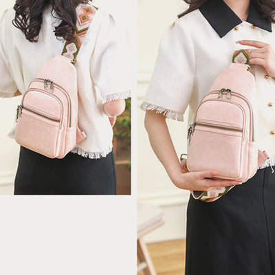 Sling Bag For Women Wide Straps Retro Leather Crossbody Bag
