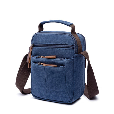 Vintage Multi-Carry Small Canvas Cross Body Purse Casual Shoulder Bag for Men