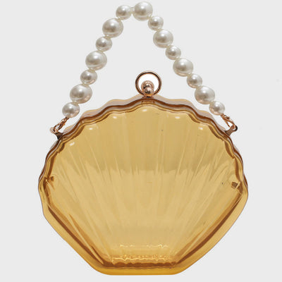Crossbody Bag For Women Clip Pearl Chain Transparent Bag